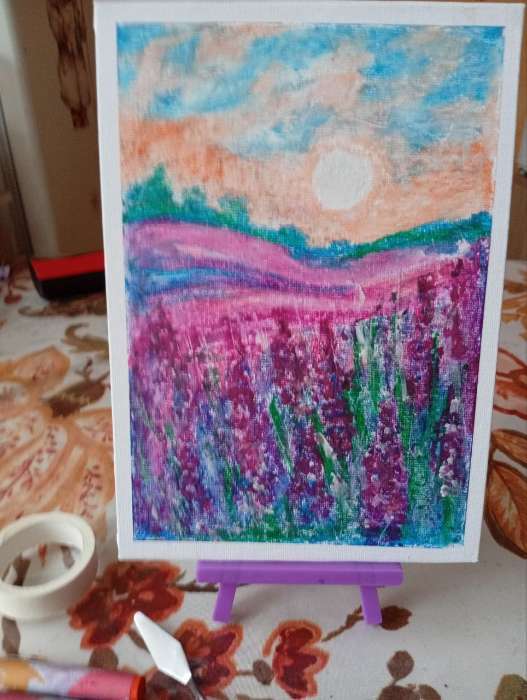 Фотография покупателя товара Рисование пастелью с мольбертом «Лавандовое поле», набор для творчества - Фото 1