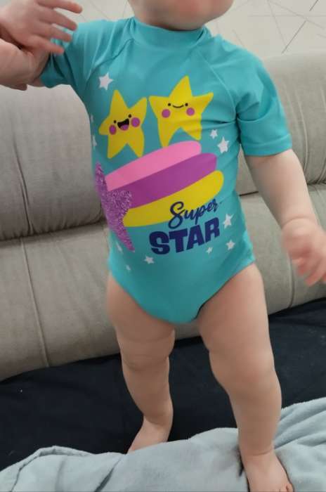 Фотография покупателя товара Купальник детский «Крошка Я. Суперзвезда» рост 98-104 см, голубой - Фото 1