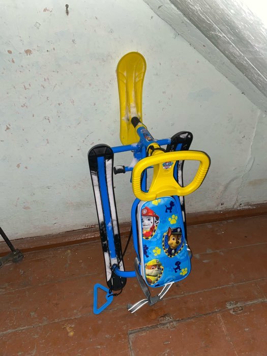 Фотография покупателя товара Снегокат TWINY 1 «Щенячий патруль», СРР/Г, со спинкой и ремнём безопасности, цвет синий/жёлтый - Фото 1