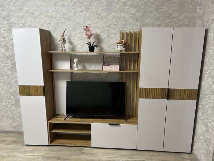 Фотография покупателя товара Гостиная «Роджина», 2600×350×1826 мм, цвет графит/дуб крафт - Фото 2