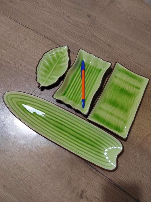 Фотография покупателя товара Блюдо керамическое сервировочное «Таллула», 36×9,5×3 см, цвет зелёный - Фото 1
