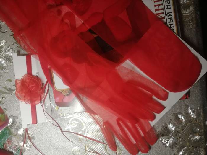 Фотография покупателя товара Карнавальный набор «Валентинка»: берет, перчатки, чокер, чулки - Фото 3