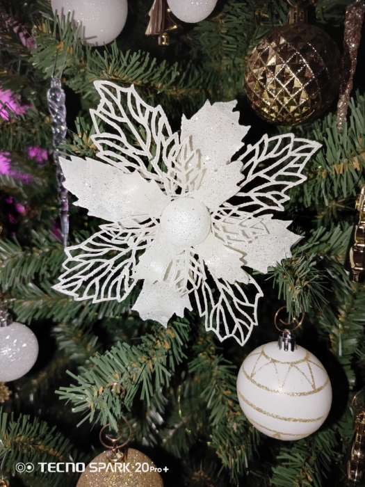 Фотография покупателя товара Ёлочные игрушки 2 шт. «Зимнее волшебство. Снежный цветок» пластик, 15 см, белый - Фото 1