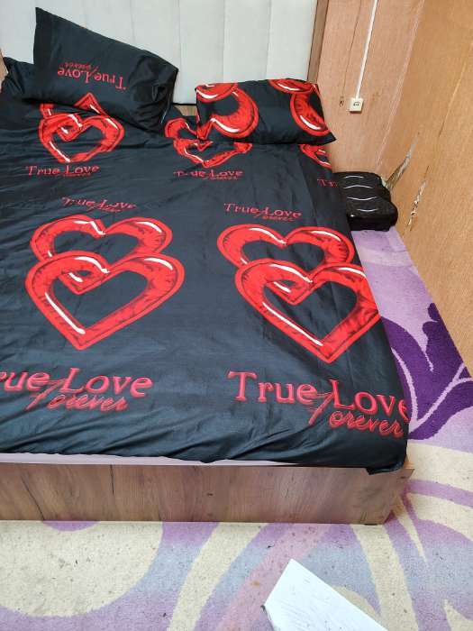 Фотография покупателя товара Кровать двуспальная «Ева», с мягким изголовьем, с основанием, 1600×2000 мм, цвет крафт табачный/кашемир - Фото 2