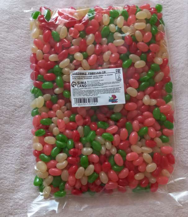 Фотография покупателя товара Мармелад жевательный «Бобы желе» со вкусом персик, черника, клубника, апельсин, 2.5 кг - Фото 3