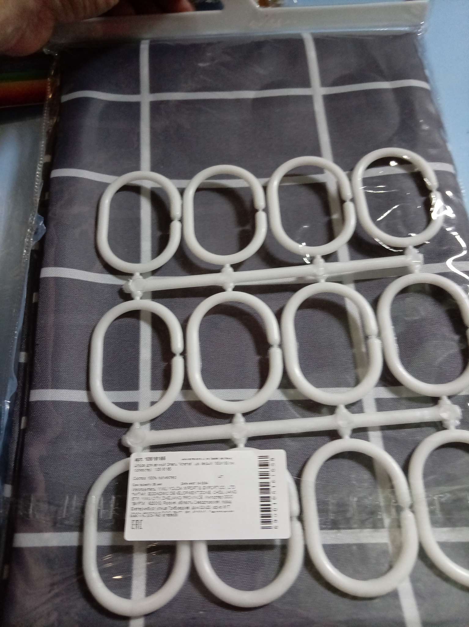 Фотография покупателя товара Штора для ванной «Этель. Клетка», 180×180 см, белая - Фото 2