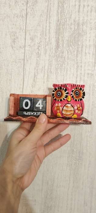 Фотография покупателя товара Вечный календарь настольный «Розовая сова», 15×6×7 см, дерево - Фото 1