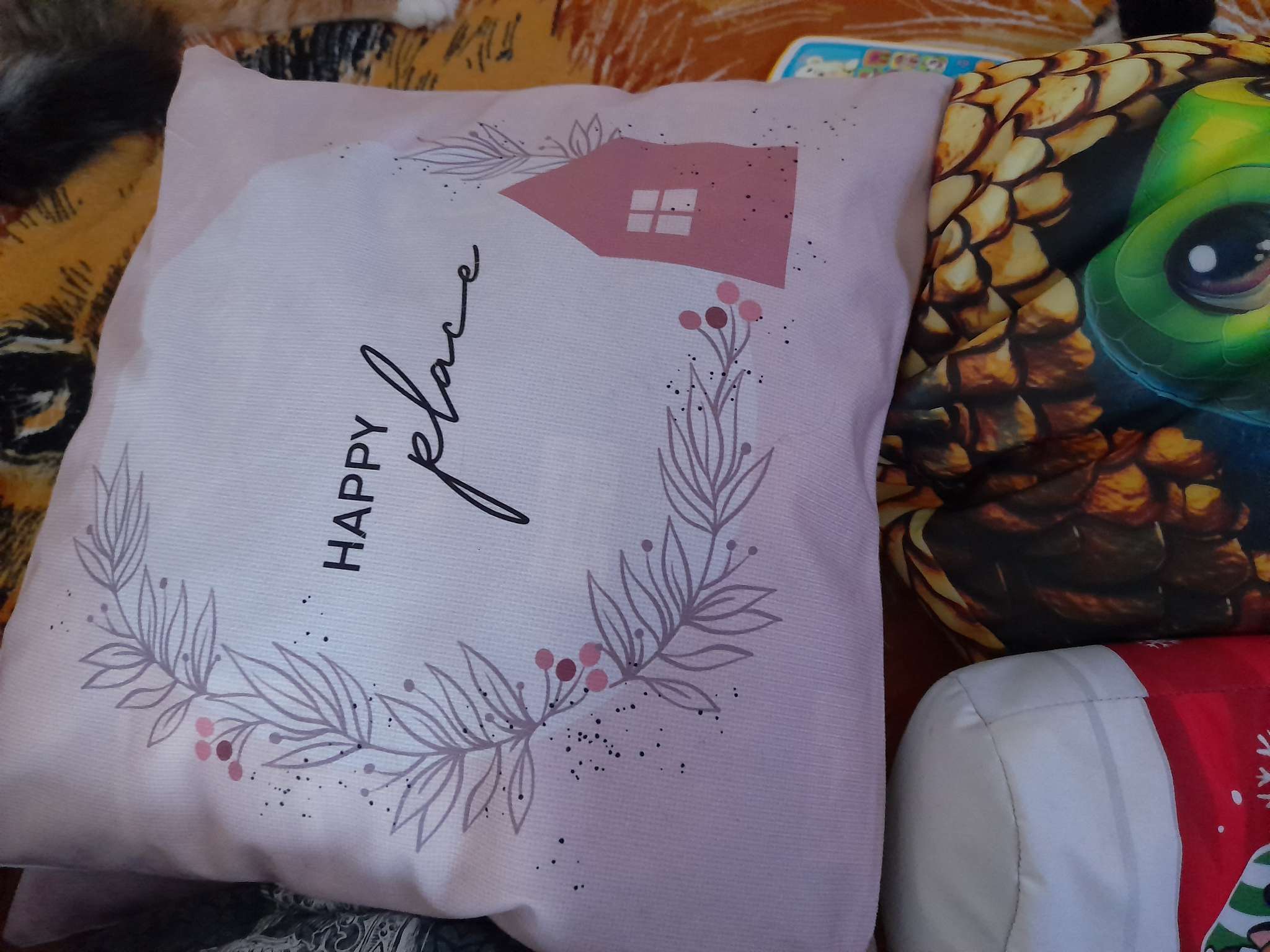 Фотография покупателя товара Чехол на подушку «Этель» Happy place, 40×40 см, велюр - Фото 1