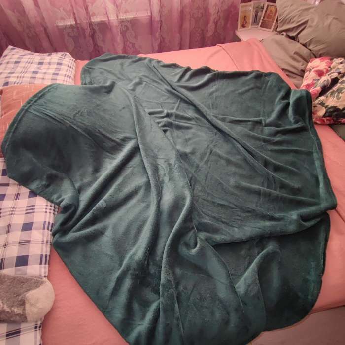 Фотография покупателя товара Плед «Этель», 200×220 см,100% п/э, корал-флис, мятный - Фото 3