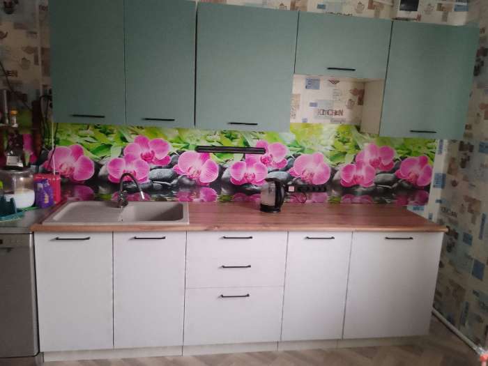 Фотография покупателя товара Кухня прямая «Шампань», 2200×600 мм, цвет белый/мрамор марквина белый/сатин - Фото 37